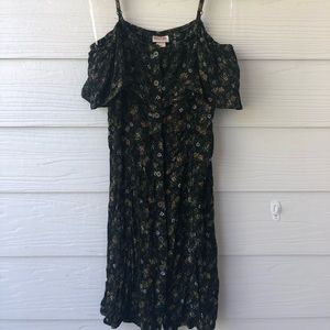 Black floral button down off the shoulder dress